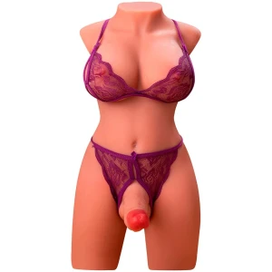 XISE - MIAH LADY BOY TORSO FEMININO COM DILDO COM VIBRAÃÃO E IMPULSIONAMENTO 55 CM